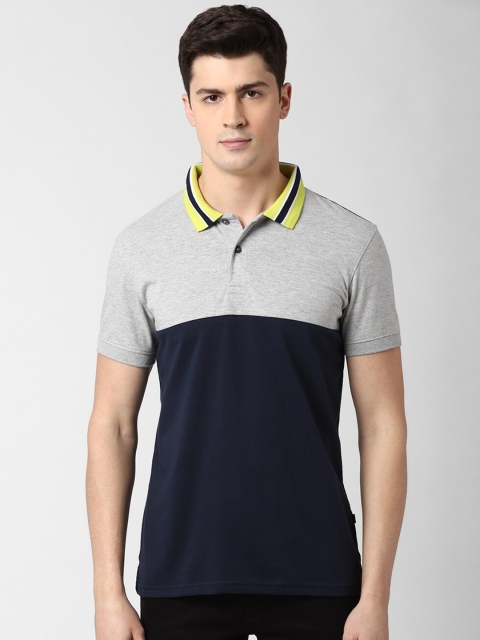 

Peter England Casuals Men Navy Blue Colourblocked Polo Collar T-shirt