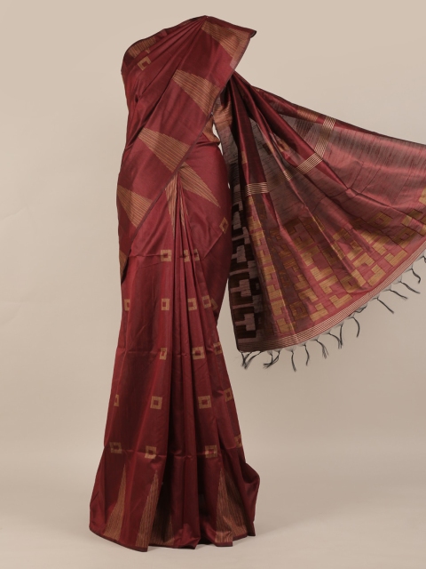 

Pothys Maroon Woven Design Jute Silk Saree