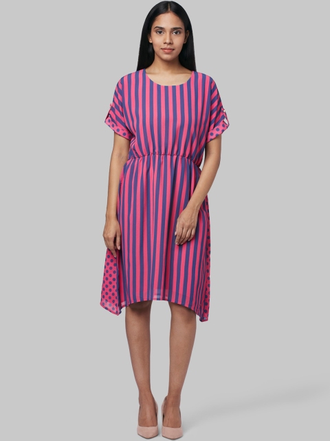 

Park Avenue Woman Women Red Striped A-Line Dress