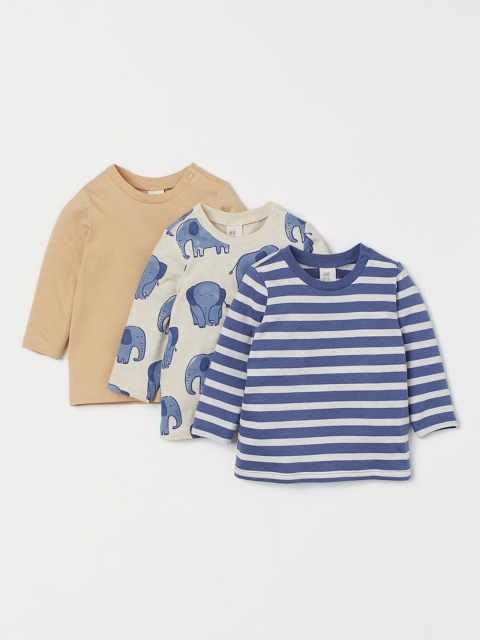 

H&M Boys 3-Pack Cotton Tops, White