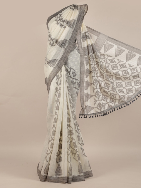 

Pothys White & Grey Jute Silk Woven Design Saree