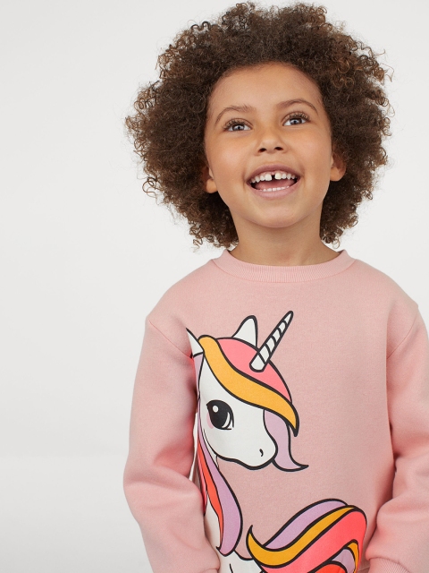 

H&M Girls Pink Printed Sweatshirt