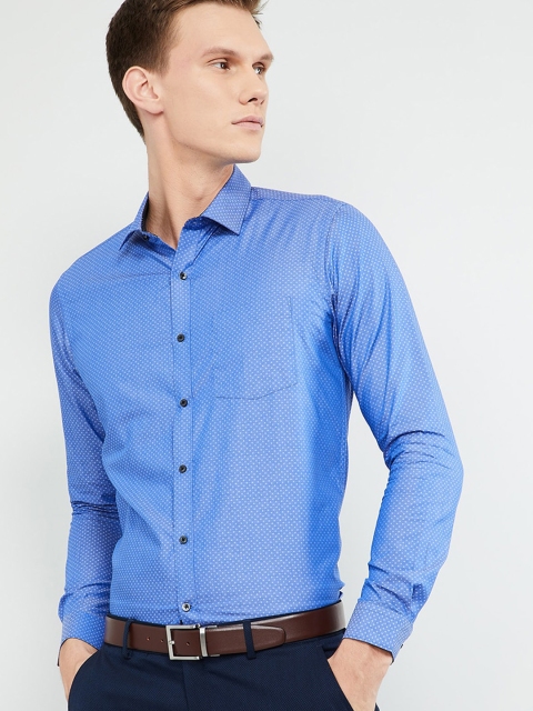 

max Men Blue Regular Fit Self Design Casual Shirt