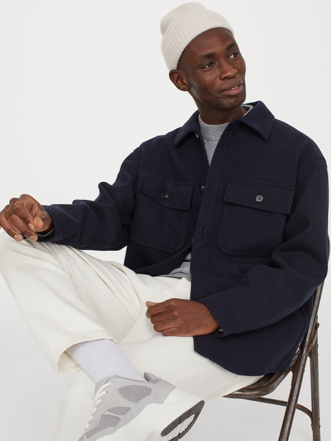

H&M Men Relaxed Fit Shirt jacket, Blue