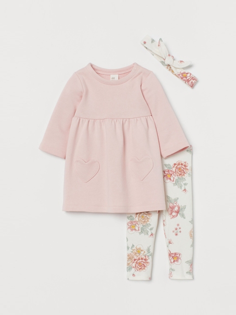 

H&M Girls White & Pink Printed 3-Piece Set