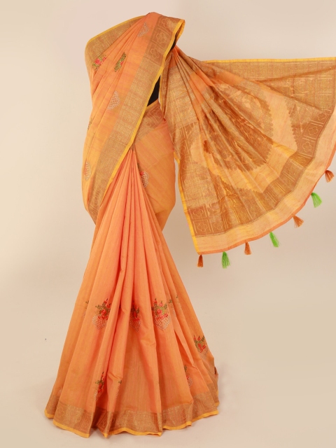 

Pothys Orange Printed Cotton Blend Saree