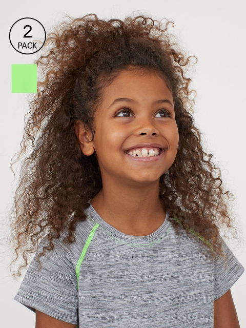 

H&M Girls 2-Pack Sports Tops, Grey