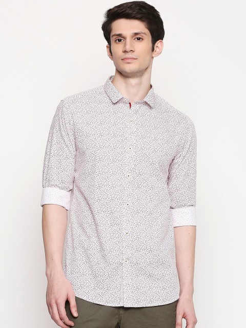 

RICHARD PARKER by Pantaloons Men White & Pink Slim Fit Printed Cotton Casual Shirt