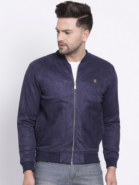 

SWISS MILITARY Men Navy Blue Checked Bomber