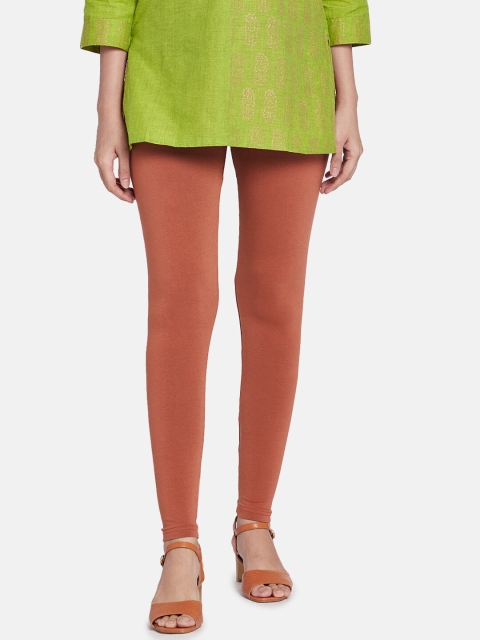 Go Colors Women Nude Coloured Solid Ankle-Length Cotton Leggings