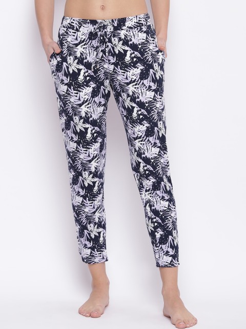 

Enamor Women Navy Blue Lavender Relaxed Fit Shop in Pyjama Lounge Pants
