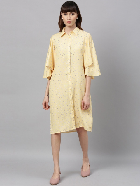 

Park Avenue Woman Women Yellow Printed Shirt Dress