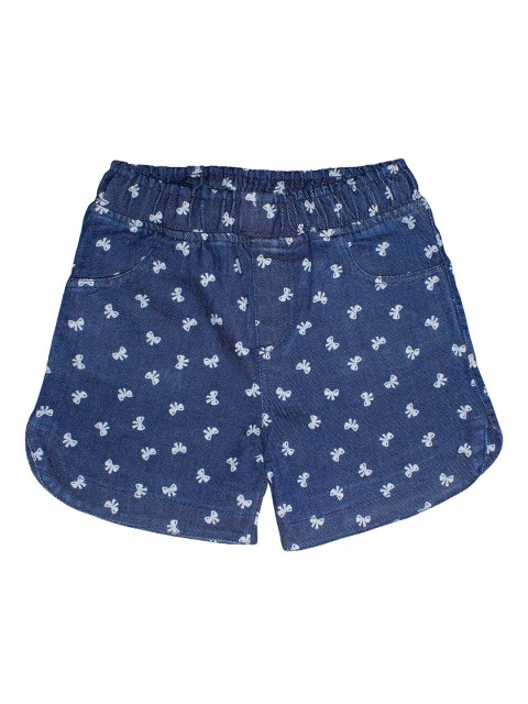 

KiddoPanti Girls Blue Printed Regular Fit Hot Pants