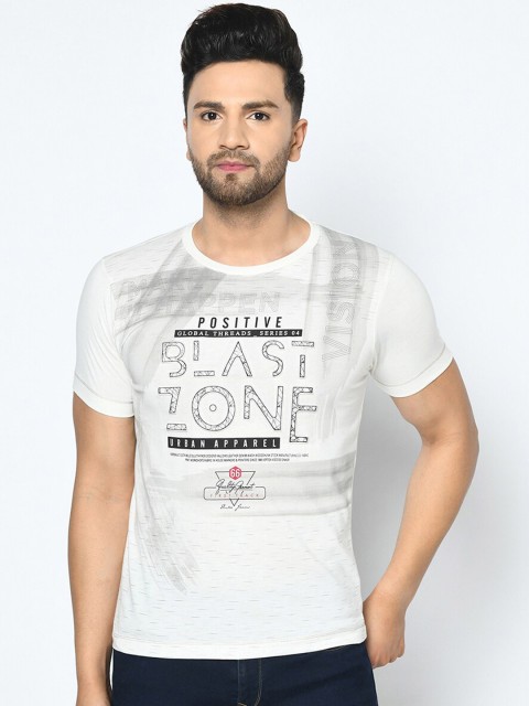 

Duke Men White Printed Round Neck T-shirt