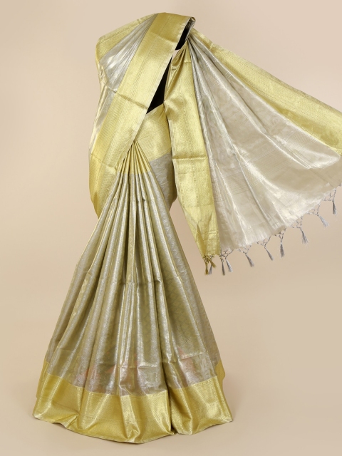 

Pothys Silver-Toned & Gold-Toned Tissue Woven Design Saree