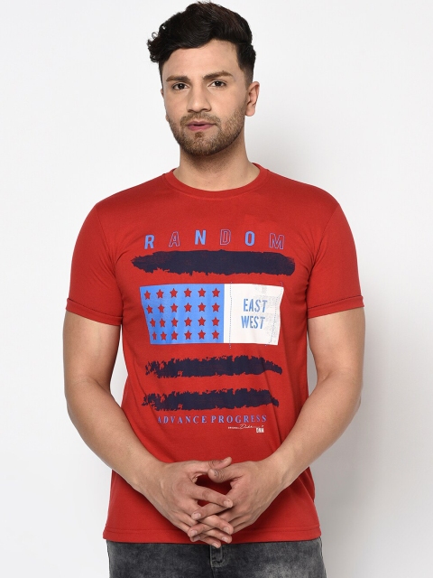 

Duke Men Red Printed Round Neck T-shirt