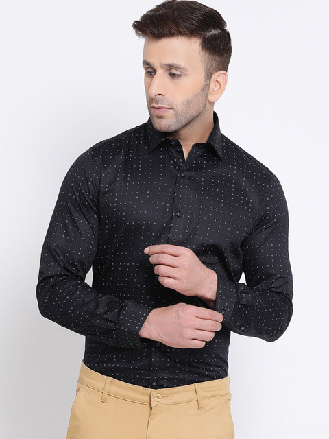

Turtle Men Black Slim Fit Printed Casual Shirt