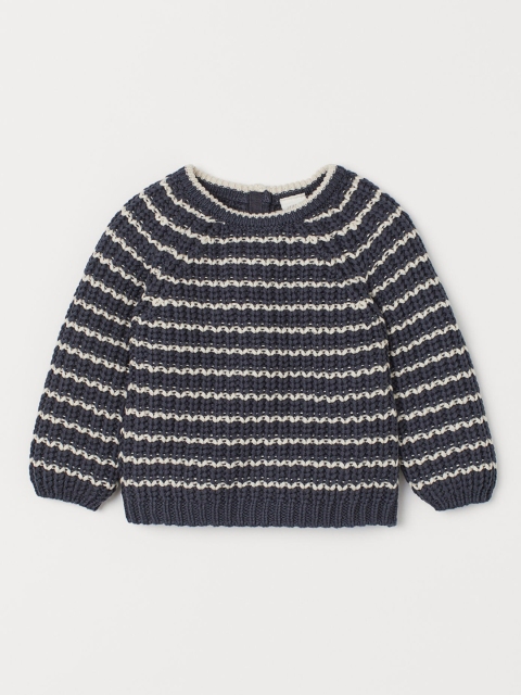 

H&M Kids Blue Striped Ribbed Jumper
