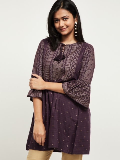 

max Women Purple & Beige Printed Tunic