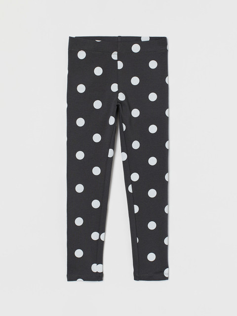 

H&M Girls Black & White Printed Leggings with Brushed Inside