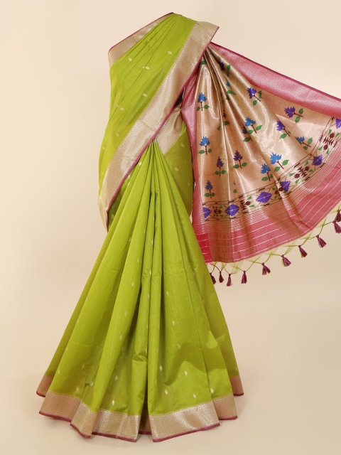 

Pothys Green Woven Design Cotton Blend Saree