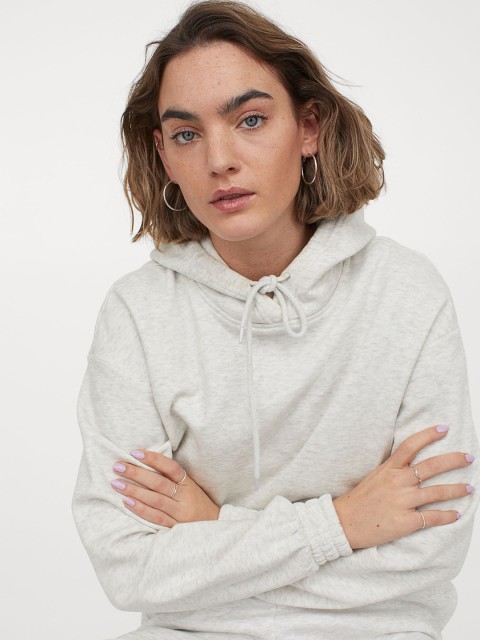 

H&M Women Grey Boxy hoodie