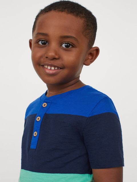 

H&M Boys Blue & Green Short-Sleeved Henley Top
