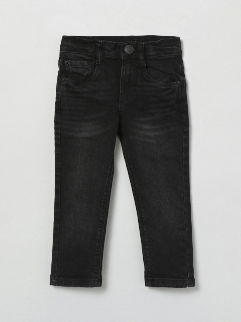 

max Boys Black Slim Fit Mid-Rise Clean Look Stretchable Jeans