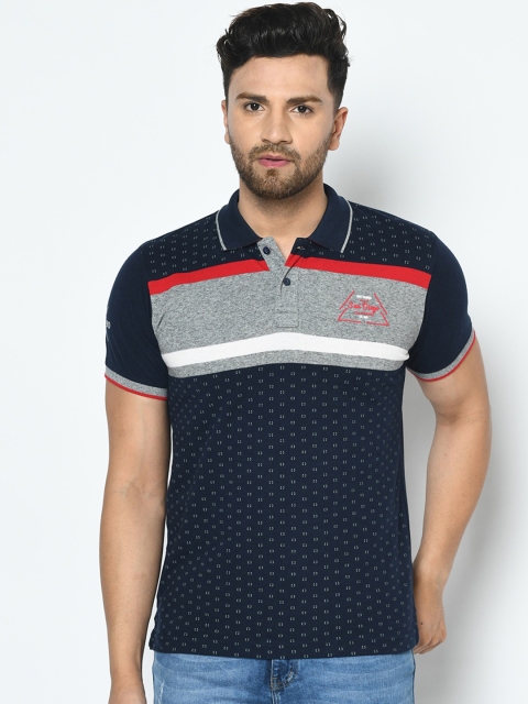 

Duke Men Blue Printed Polo Collar T-shirt