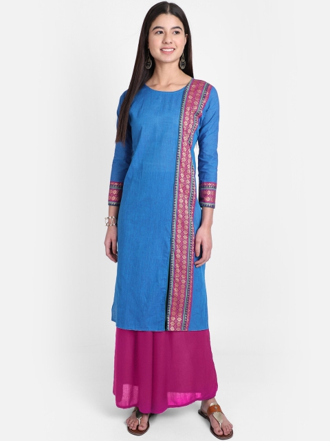 

Resha Women Blue & Pink Printed Straight Kurta