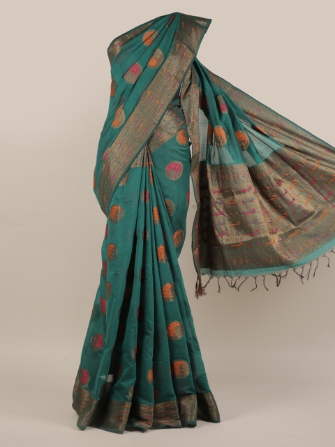 

Pothys Green Woven Design Jute Silk Saree