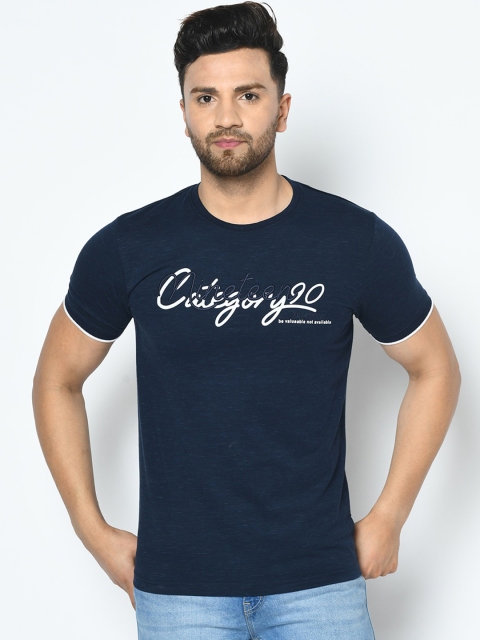 

Duke Men Blue Printed Round Neck T-shirt