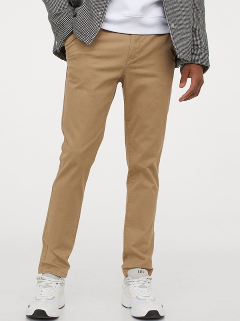 

H&M Men Beige Cotton Chinos Skinny Fit