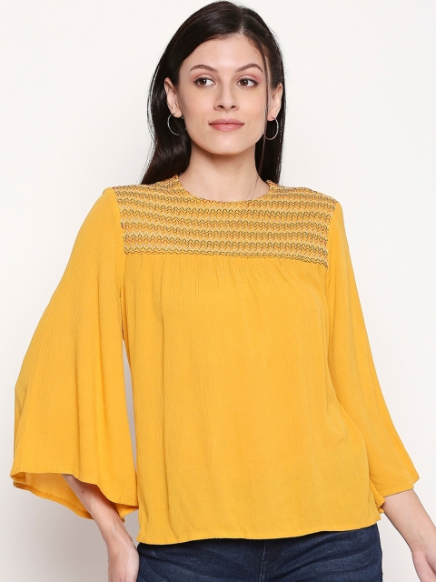 

People Yellow Bell Sleeves Regular Top