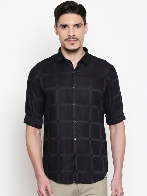 

Mufti Men Black Slim Fit Self Design Casual Shirt