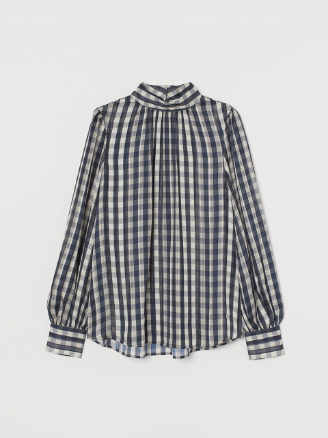 

H&M Women Blue & White Wide Blouse