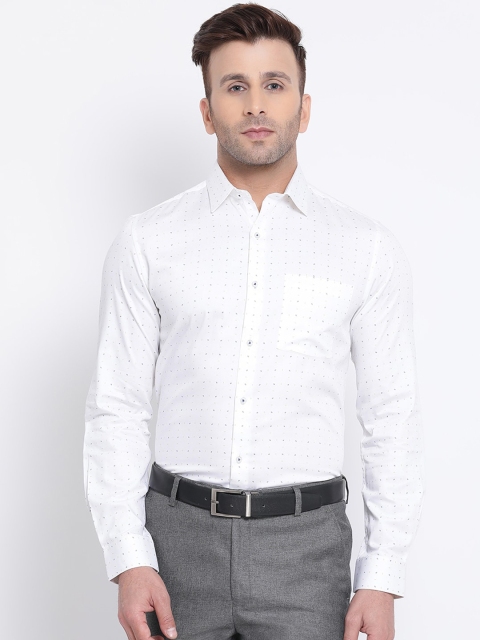 

Turtle Men White & Black Slim Fit Printed Formal Shirt