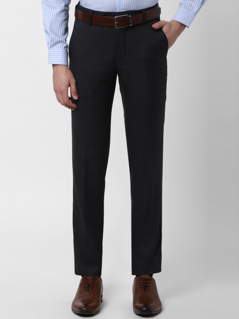 

Peter England Men Black Slim Fit Checked Formal Trousers