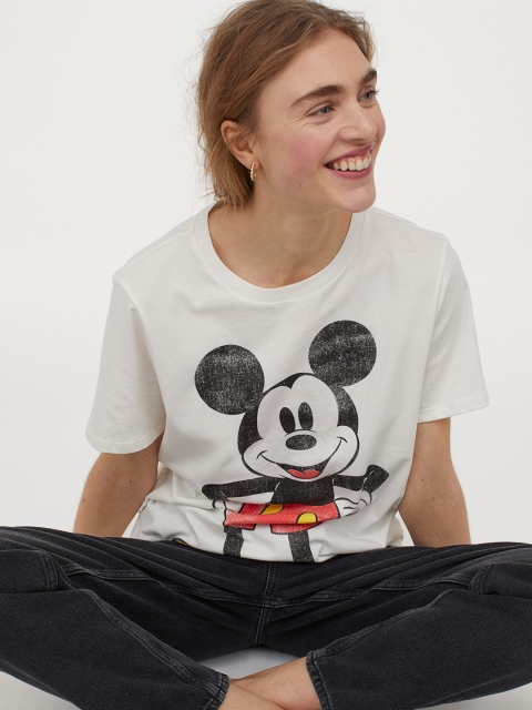 

H&M Women White T-shirt With a Motif