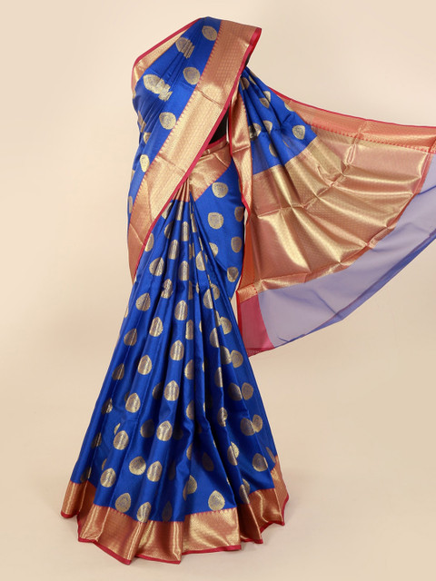 

Pothys Blue Woven Design Cotton Blend Saree