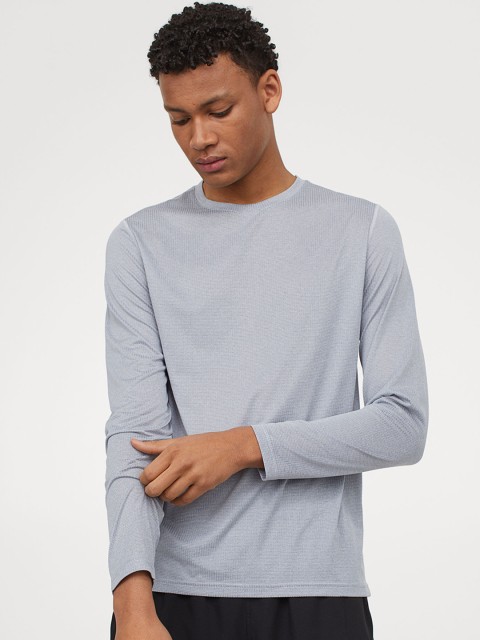 

H&M Men Grey Regular Solid Fit Running Top