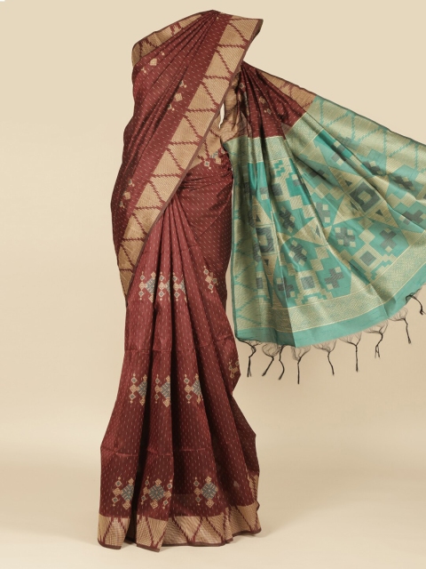 

Pothys Maroon Woven Design Jute Silk Saree