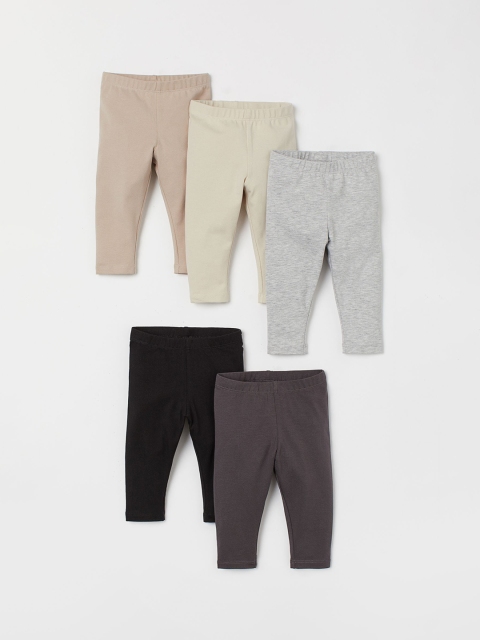 

H&M Kids 5 Pack Jersey Leggings, Beige