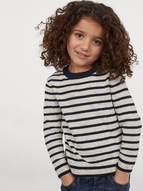 

H&M Boys White & Navy Blue Fine-Knit Jumper
