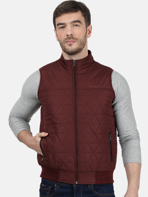 

Monte Carlo Men Maroon Solid Quilted Jacket