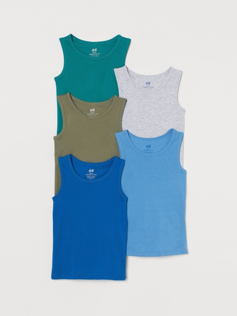 

H&M Boys 5-pack cotton vest tops, Turquoise blue