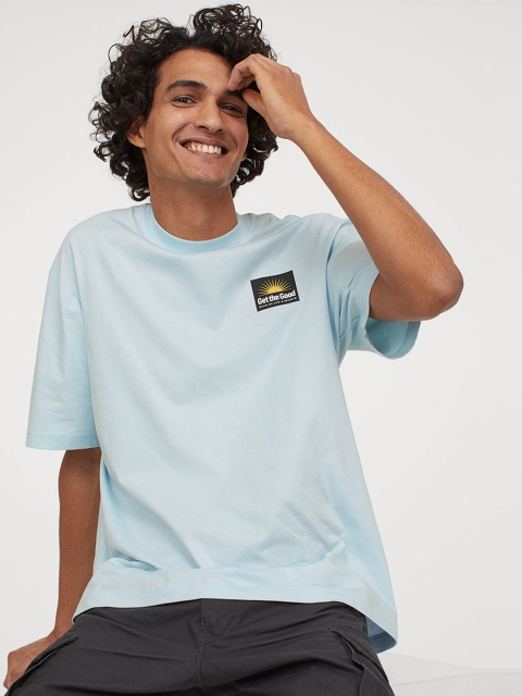 

H&M Men Blue Printed T-shirt