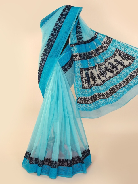 

Pothys Blue Embroidered Supernet Saree