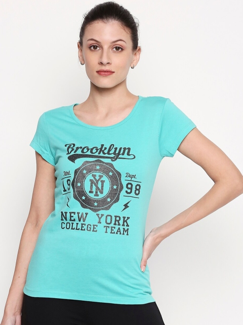 

Ajile by Pantaloons Women Blue Printed Round Neck T-shirt