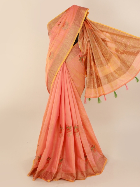 

Pothys Peach-Coloured Woven Design Cotton Blend Saree